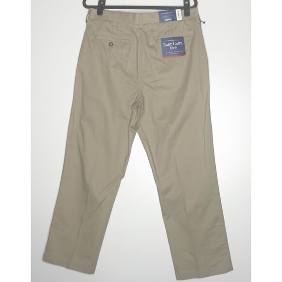 New Croft Barrow Easy Care Khaki Flat Front Wrinkle Resistant Men's Size 34 x 29 - Picture 2 of 10